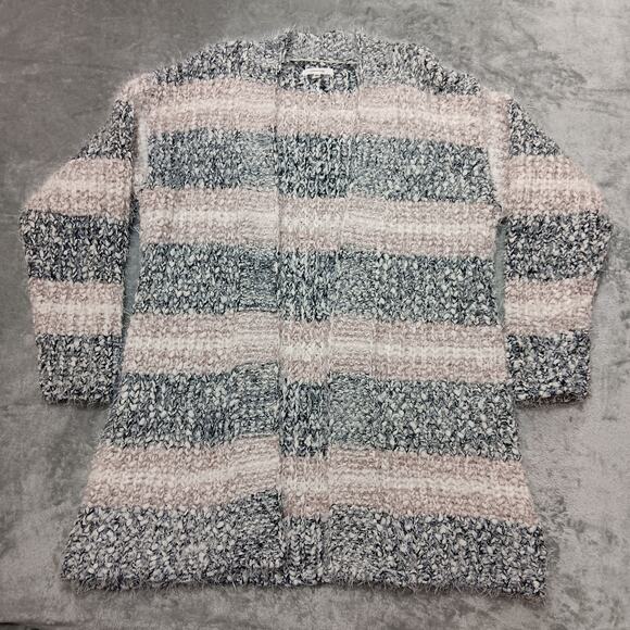 Maurices Eyelash Open Front Cardigan Sweater Women's Size‎ Medium Pink Cream - Picture 1 of 12